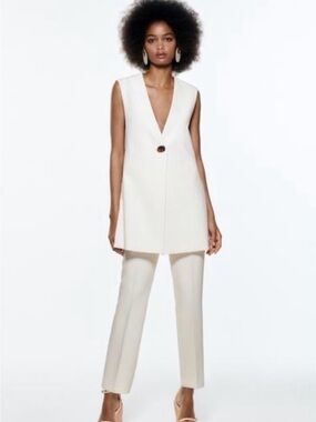 Zara Cream Straight-Leg Women's Trousers